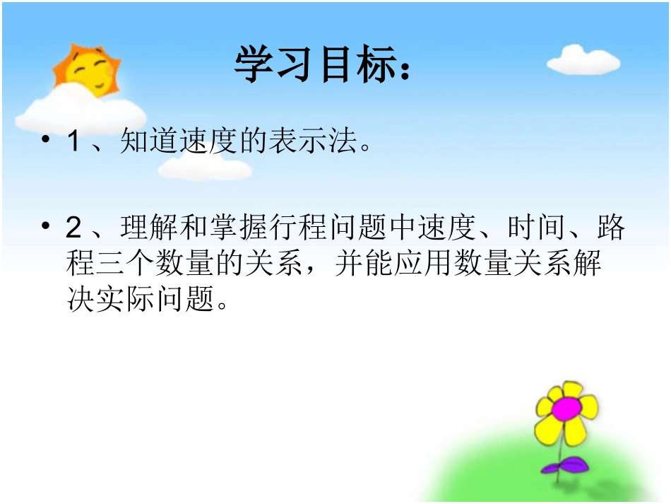 人教新课标数学四年级上册《速度、时间、路程之间的关系》PPT课件 (2)_第2页