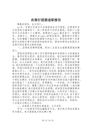 农商行团委述职报告