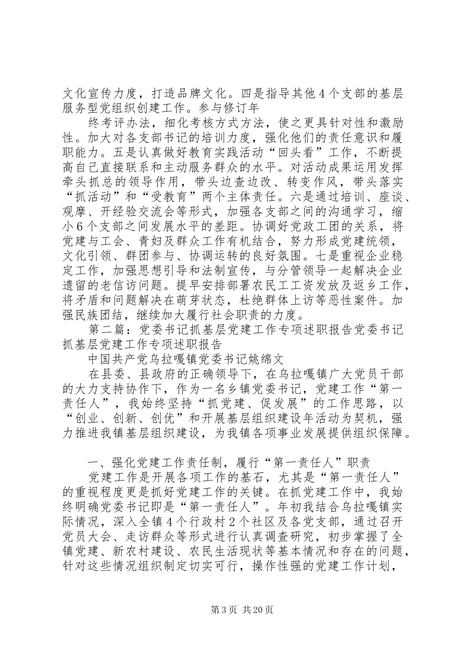 党委书记抓党建工作专项述职报告[5篇范文]_第3页