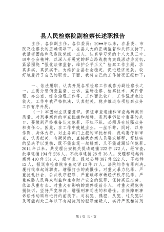 县人民检察院副检察长述职报告