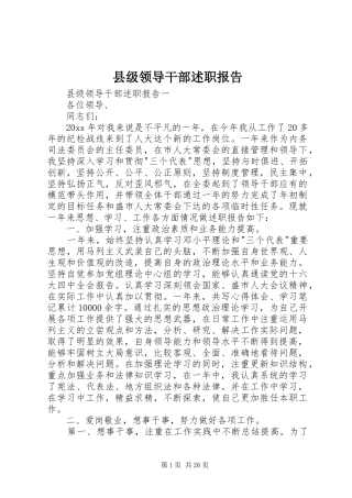 县级领导干部述职报告