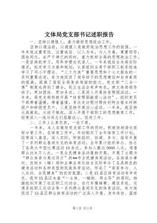 文体局党支部书记述职报告