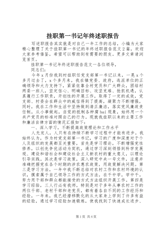 挂职第一书记年终述职报告