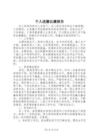 个人述廉议廉报告
