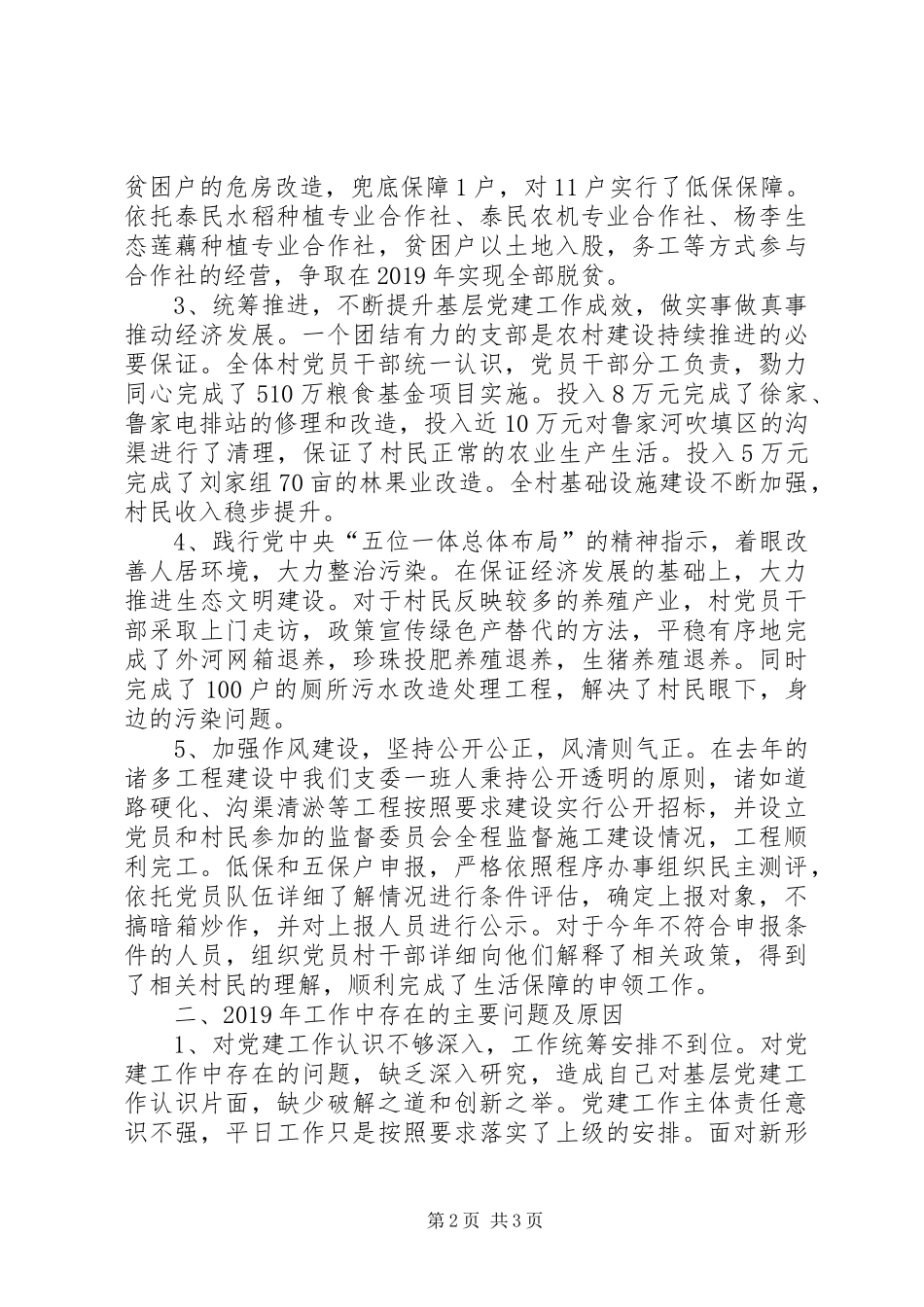 XX年村总支书记履行基层党建工作责任述职报告_第2页