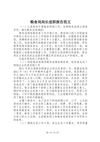 粮食局局长述职报告范文