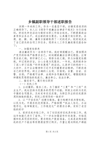 乡镇副职领导干部述职报告