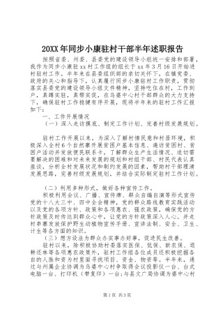 20XX年同步小康驻村干部半年述职报告