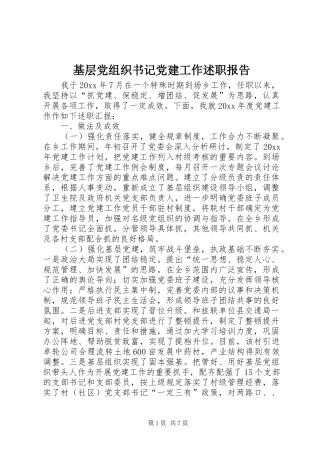 基层党组织书记党建工作述职报告