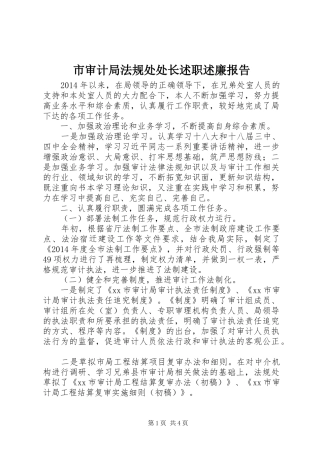 市审计局法规处处长述职述廉报告