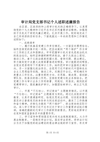 审计局党支部书记个人述职述廉报告