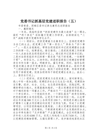党委书记抓基层党建述职报告（五）