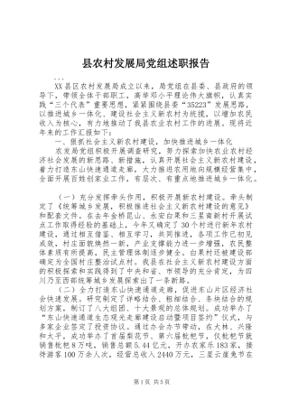 县农村发展局党组述职报告