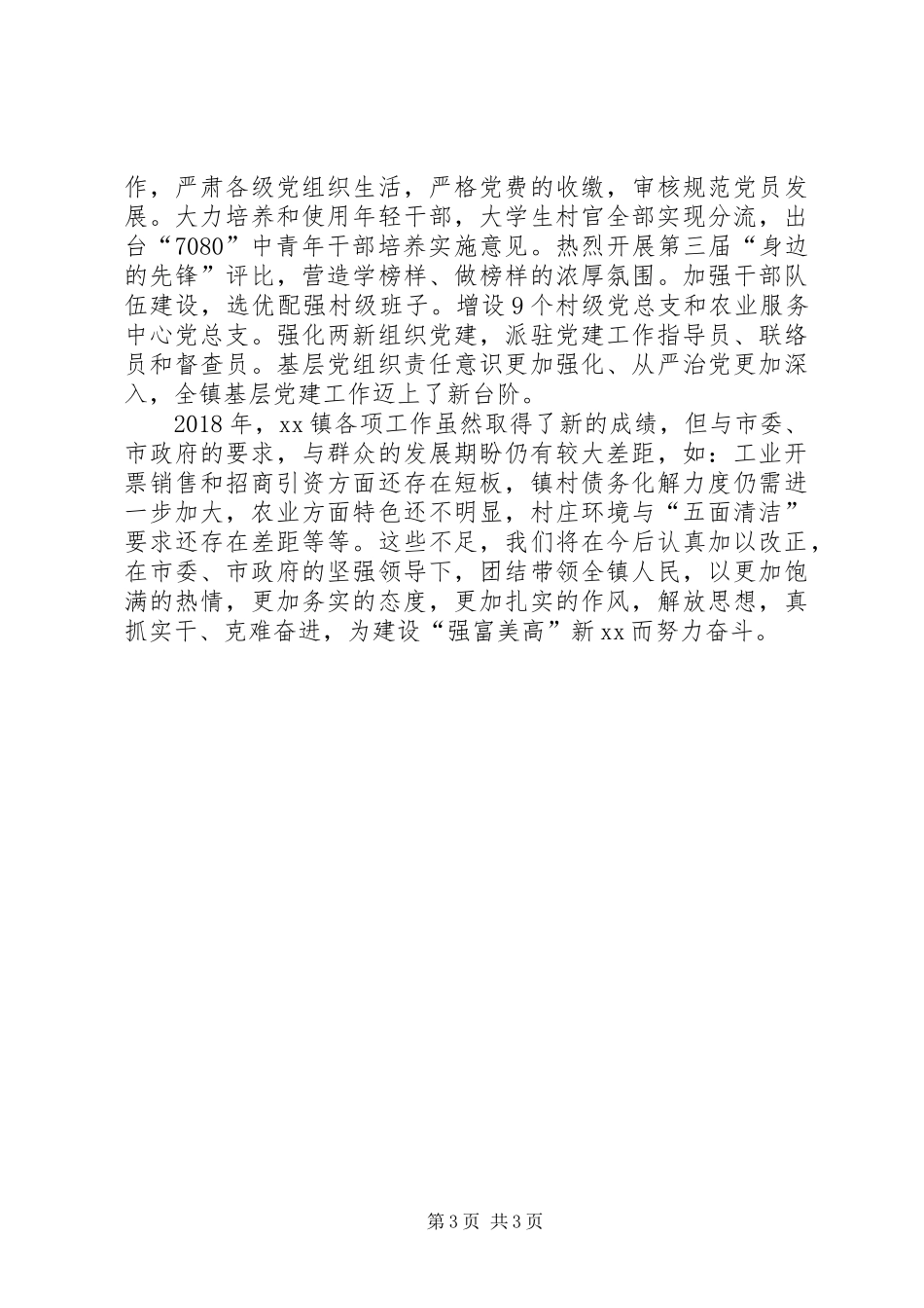 XX年乡镇党政领导班子述职报告_第3页