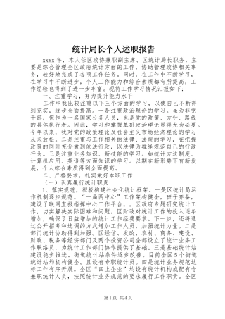 统计局长个人述职报告