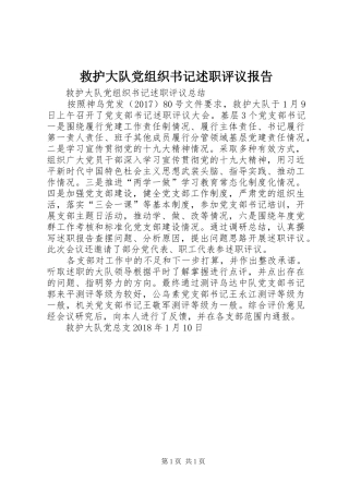 救护大队党组织书记述职评议报告