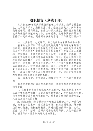 述职报告（乡镇干部）