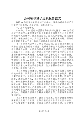 公司领导班子述职报告范文