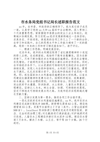 市水务局党组书记局长述职报告范文