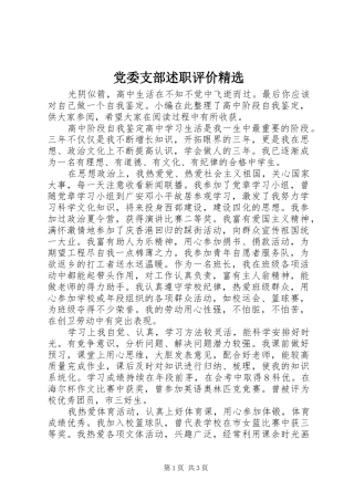 党委支部述职评价精选