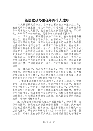 基层党政办主任年终个人述职