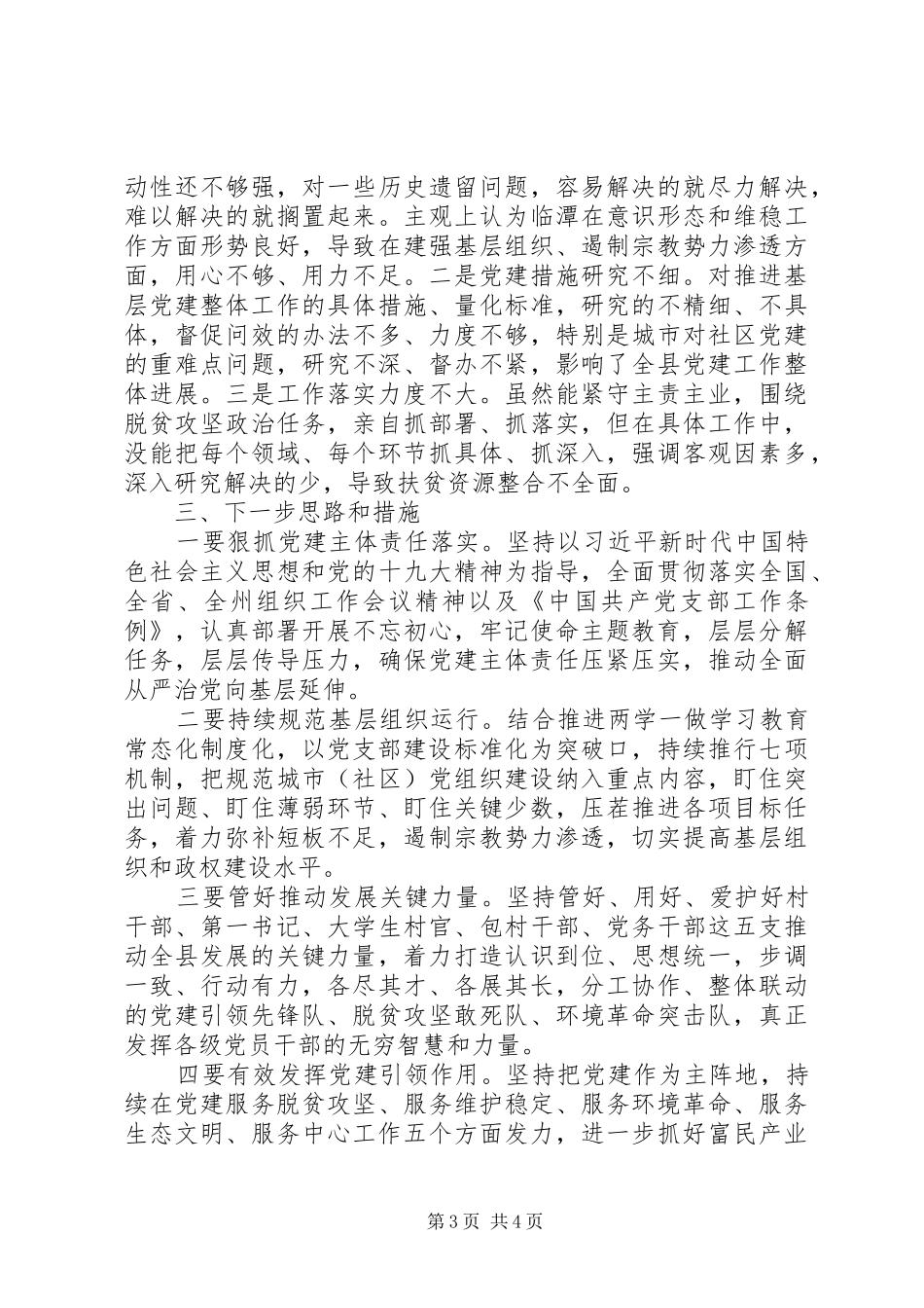 XX年度书记抓基层党建工作述职报告_第3页