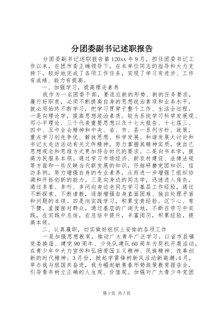 分团委副书记述职报告