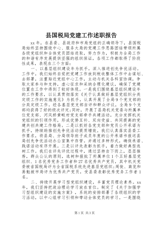 县国税局党建工作述职报告