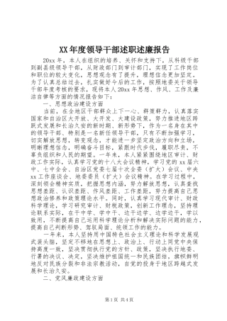 XX年度领导干部述职述廉报告