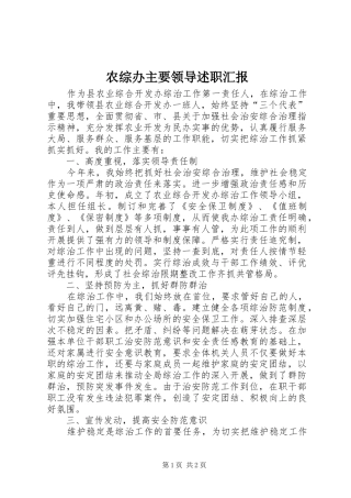 农综办主要领导述职汇报
