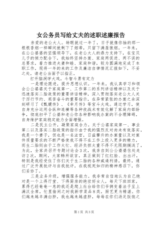 女公务员写给丈夫的述职述廉报告