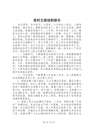 某村支委述职报告