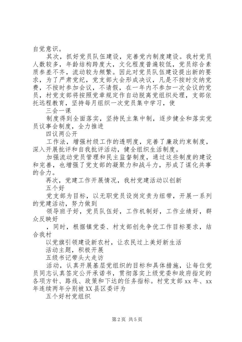 20XX年村党支部述职报告_第2页