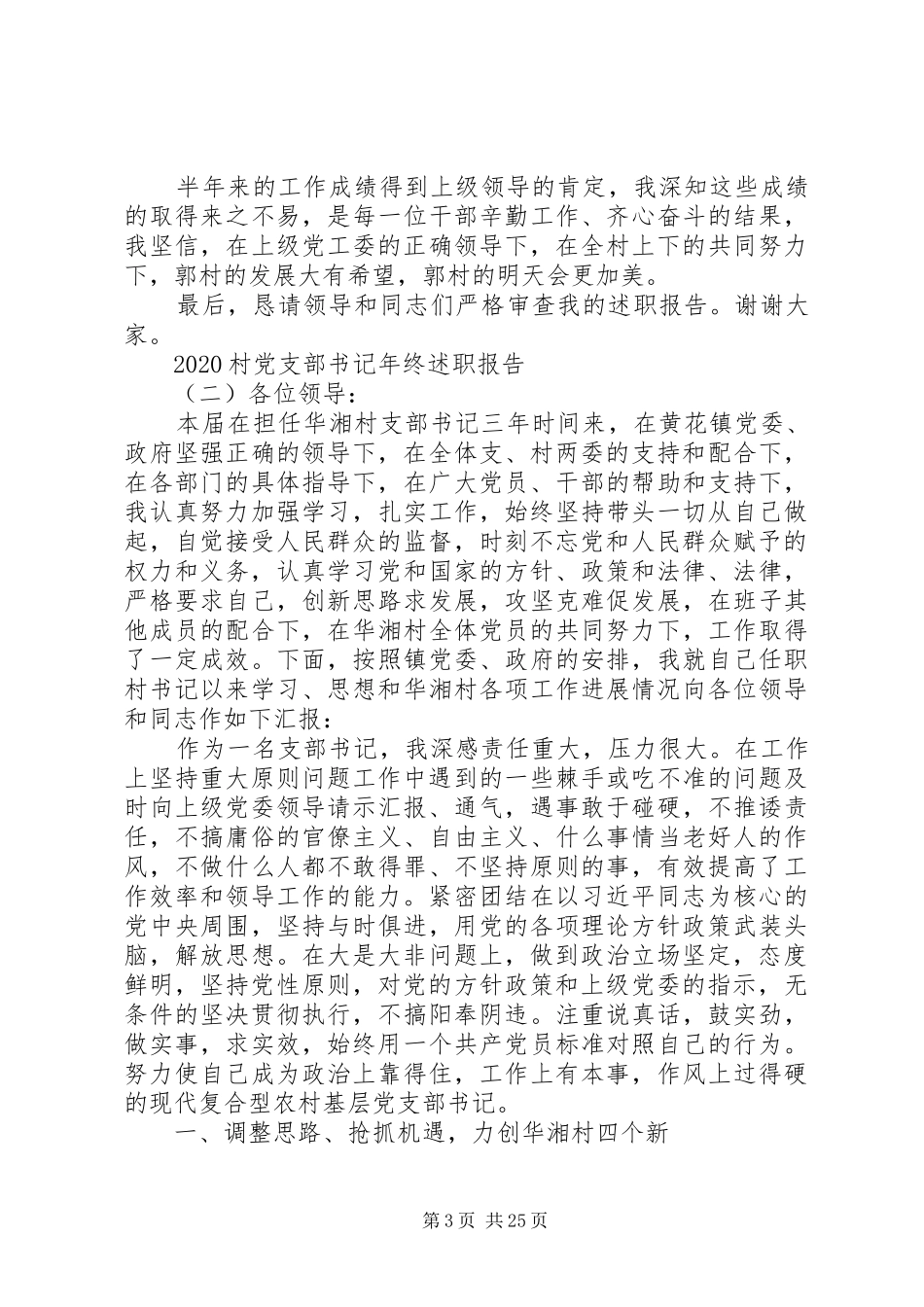20XX年村党支部书记述职报告-村书记个人总结范文八篇_第3页