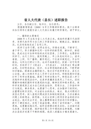 省人大代表（县长）述职报告