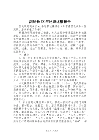 副局长XX年述职述廉报告