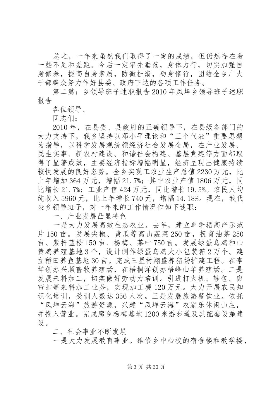 乡领导班子述职报告_第3页