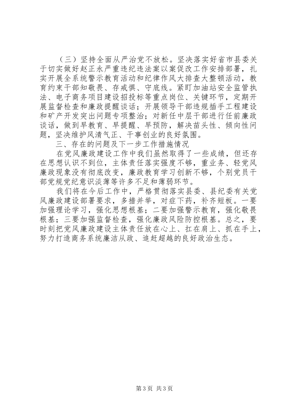 商务局党组书记局长XX年述责述廉报告_第3页