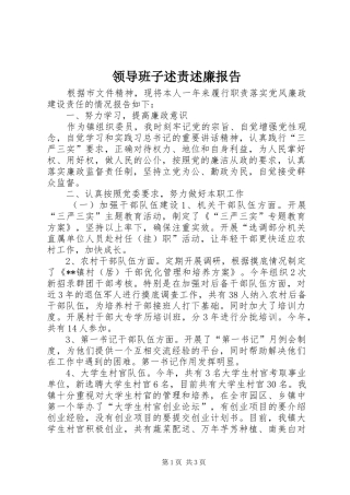 领导班子述责述廉报告