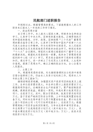 民航部门述职报告