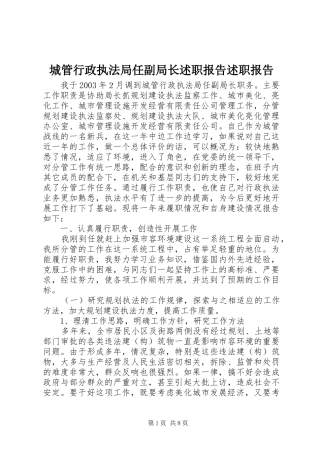 城管行政执法局任副局长述职报告述职报告