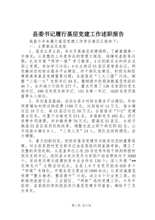 县委书记履行基层党建工作述职报告