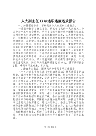 人大副主任XX年述职述廉述效报告