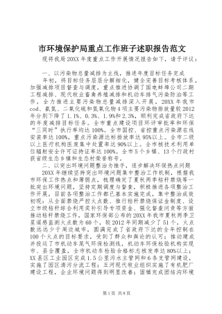 市环境保护局重点工作班子述职报告范文