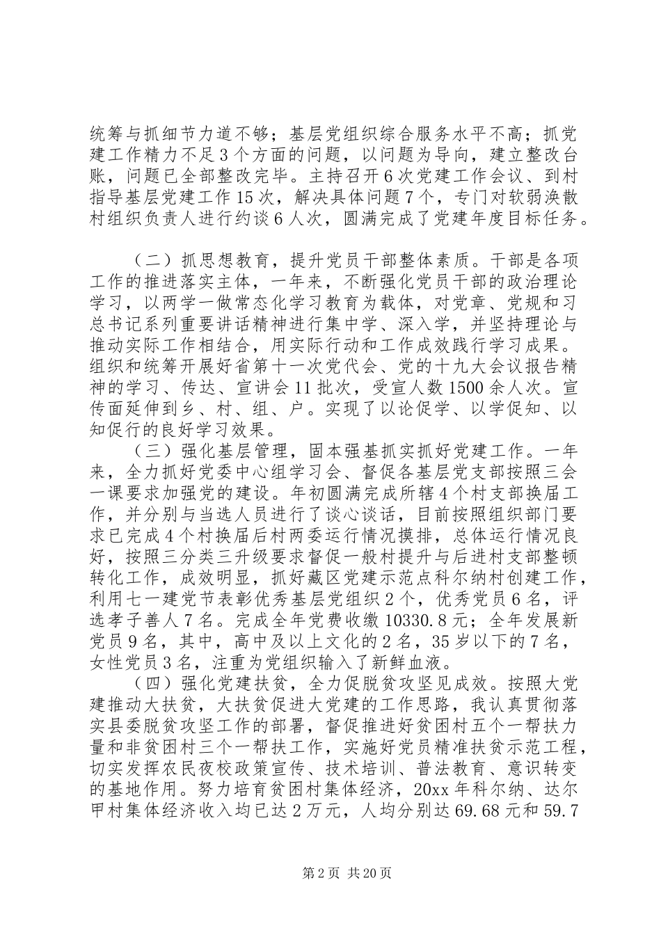 20XX年党委书记党建工作个人述职报告范文_第2页