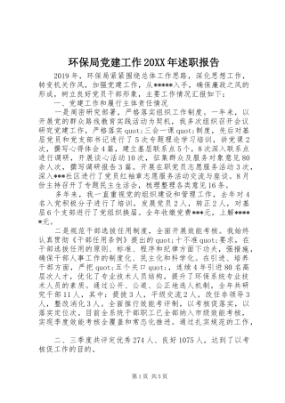 环保局党建工作20XX年述职报告