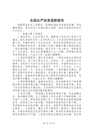 全面从严治党述职报告
