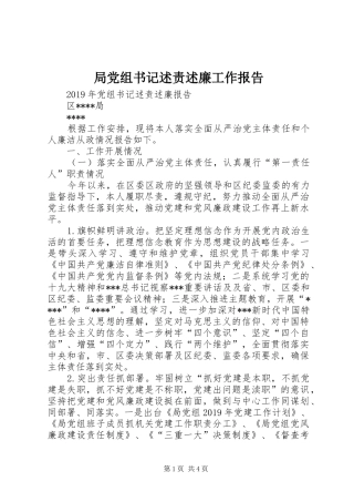 局党组书记述责述廉工作报告