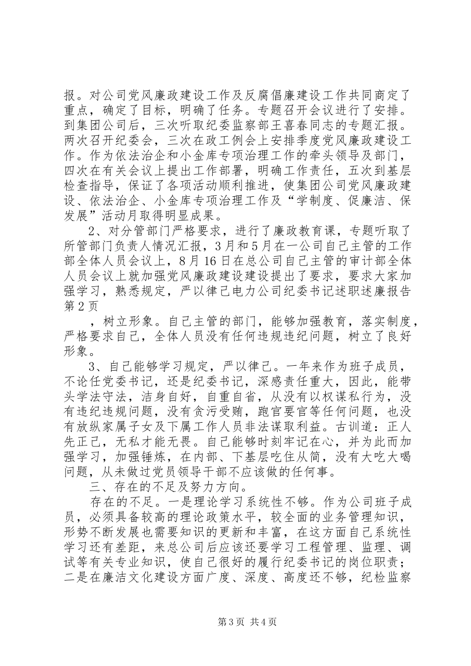 电力公司纪委书记述职述廉报告_第3页