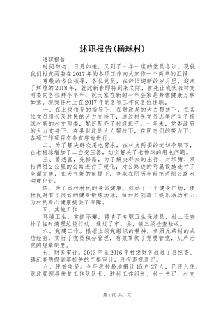 述职报告(杨球村)